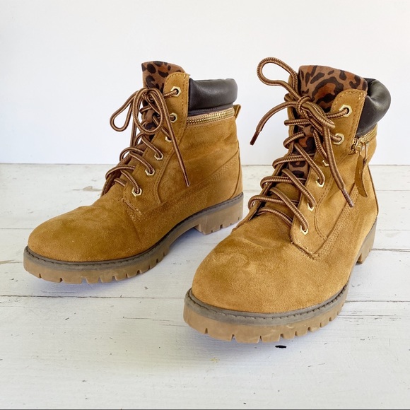 leopard print work boots